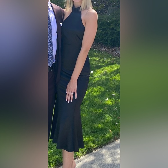 Lulus black satin halter dress - Picture 2 of 6